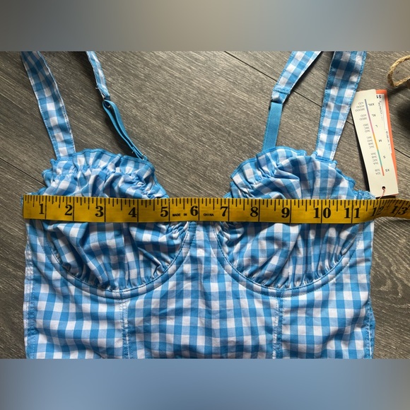Colsie Milkmaid Blue Gingham Longline Bralette Cropped Tank Top. Size XS. NWT! - Picture 6 of 11